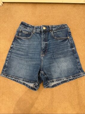 Zara Medium Blue High-Rise Denim Shorts